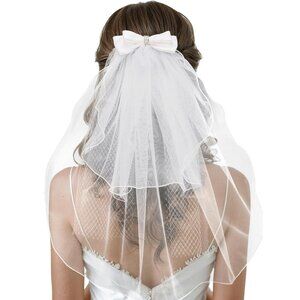 🆕Women Hair Bow Veil  Bow Clip Bachelorette Accessories Bride Shower Gift